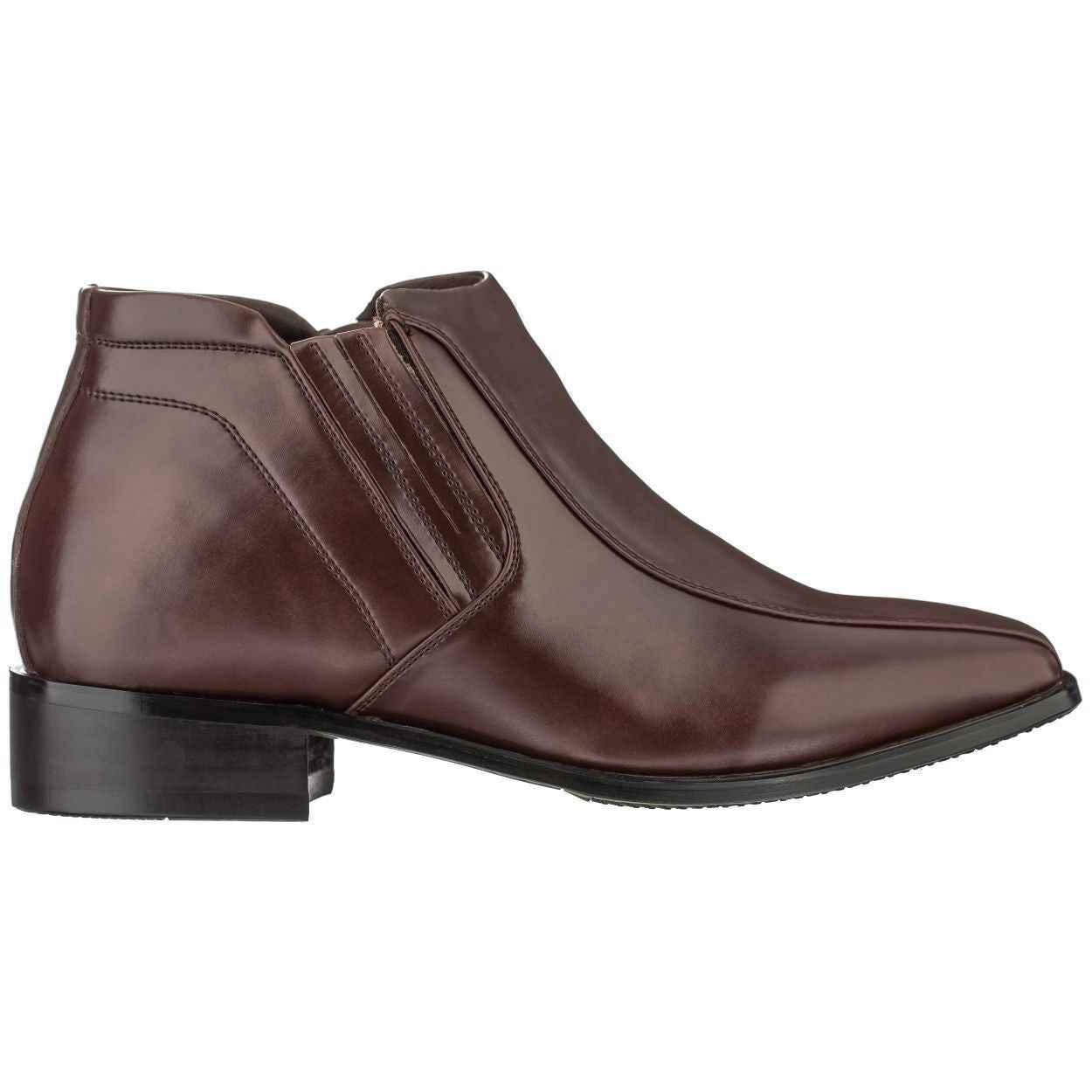 CALDEN Brown Leather Zipper Boots - 3.2 Inches - K99805-1 Tallmenshoes.com