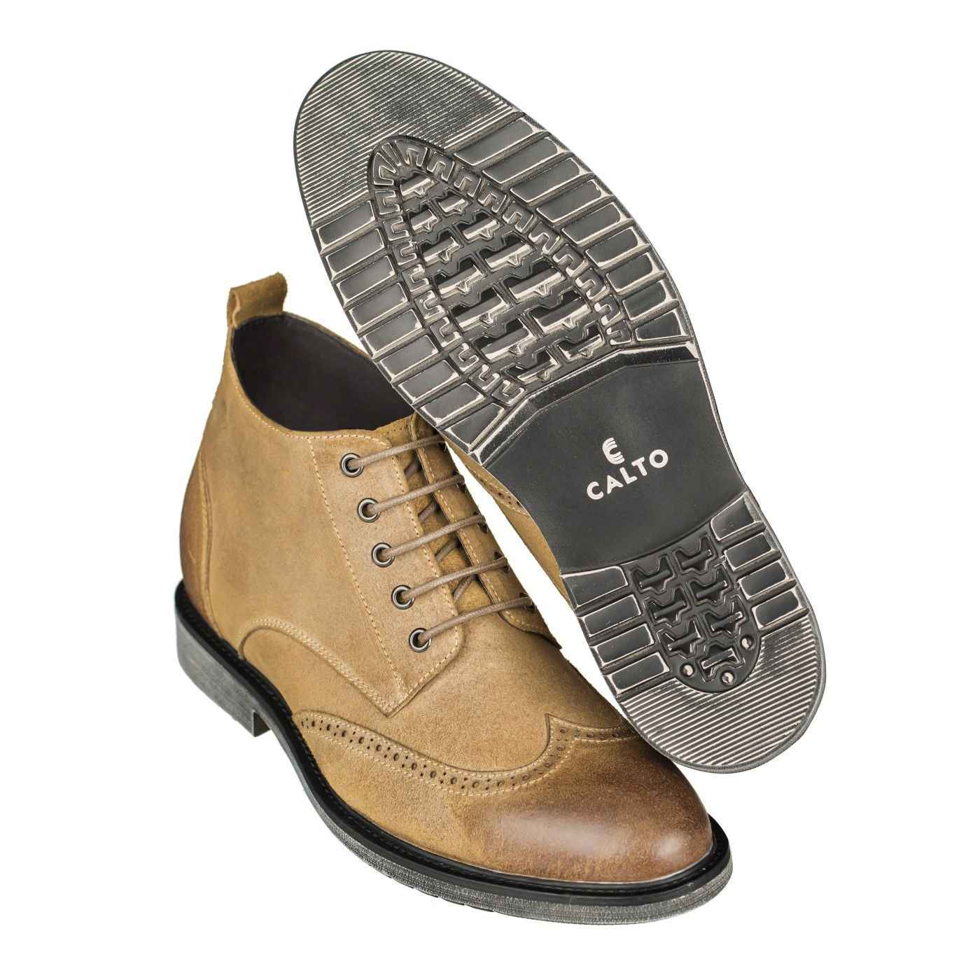 CALTO - S3652 - 3.0 Inches Taller (Light Brown) - Lightweight Tallmenshoes.com