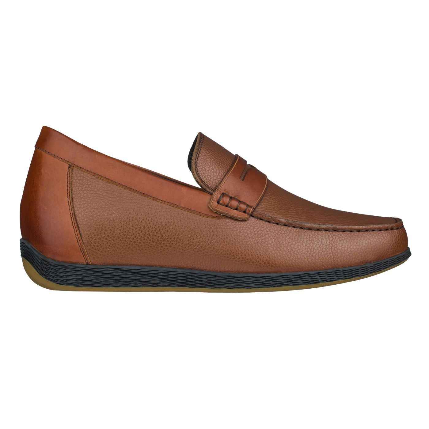 CALTO Lightweight Brown Penny Loafers - 2.4 Inches - S1092 Tallmenshoes.com