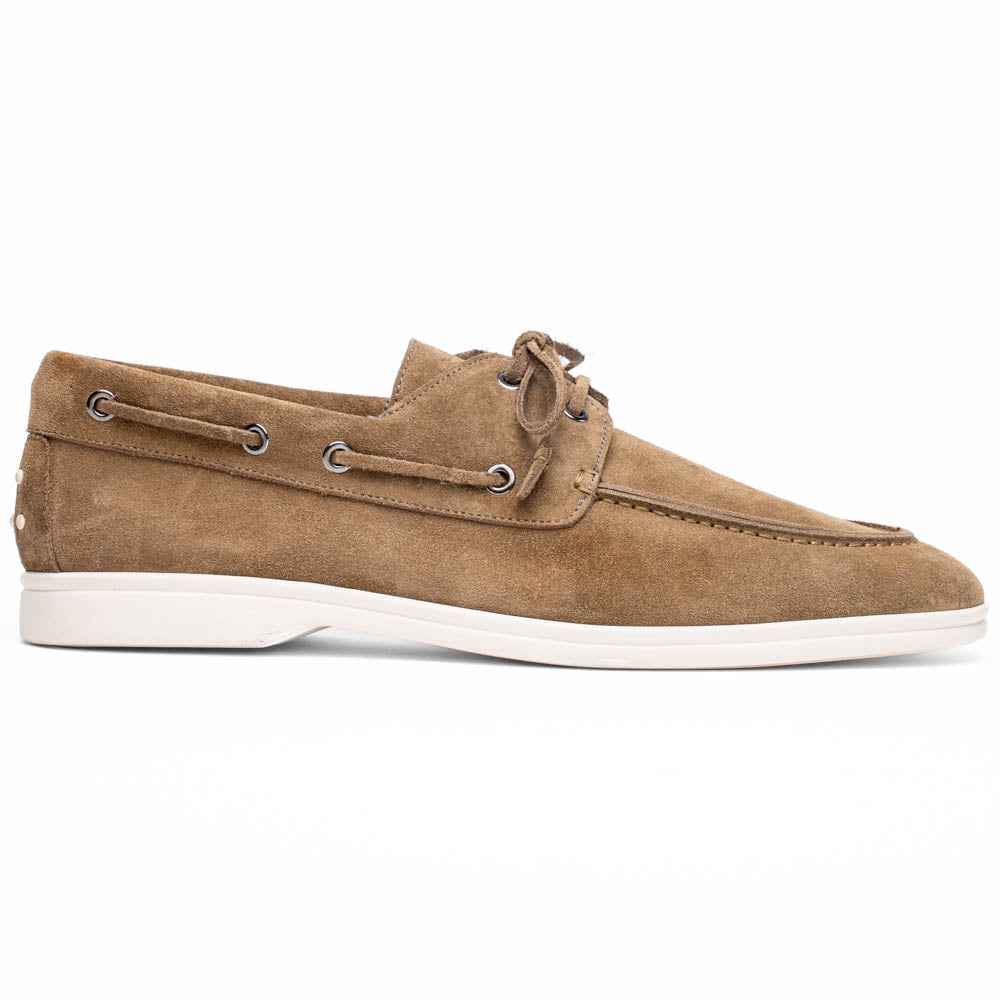 16-675-TPE VENICE Italian Sueded Goatskin Boat Shoes, Taupe Zelli Italia