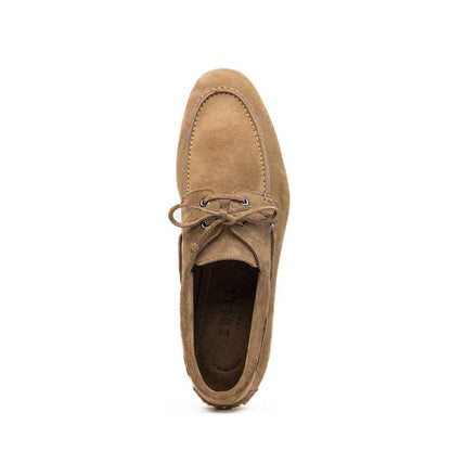 16-675-TPE VENICE Italian Sueded Goatskin Boat Shoes, Taupe Zelli Italia
