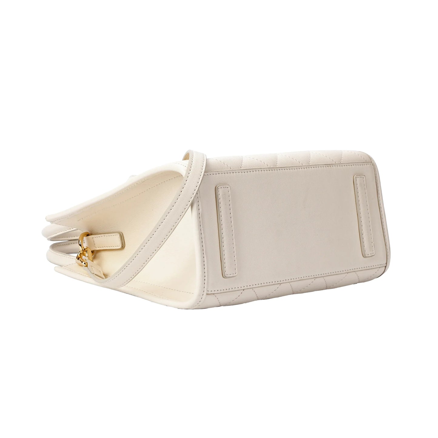 White Quilted Leather Crossbody Bag with Dual Handles MiamiLeathers.com