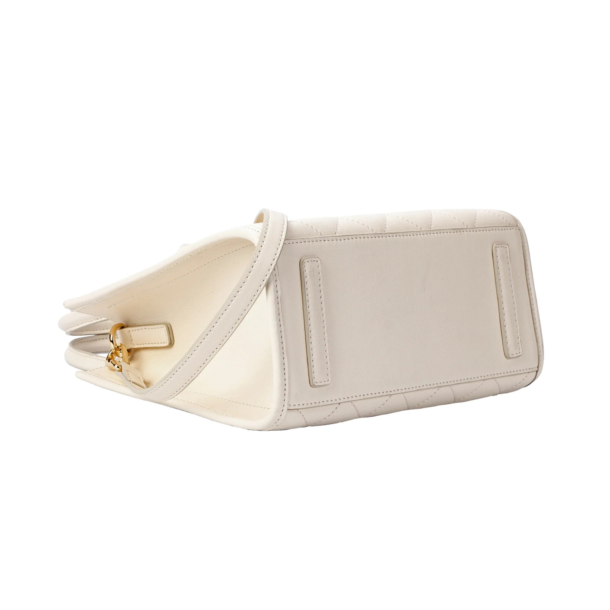 White Quilted Leather Crossbody Bag with Dual Handles MiamiLeathers.com