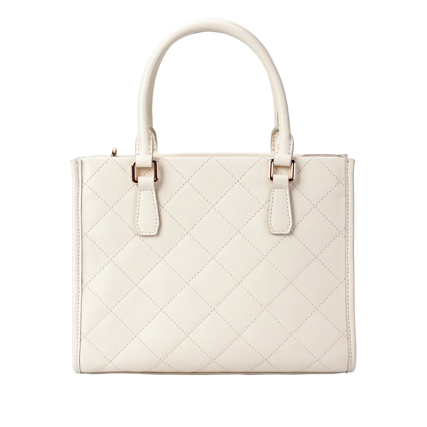 White Quilted Leather Crossbody Bag with Dual Handles MiamiLeathers.com