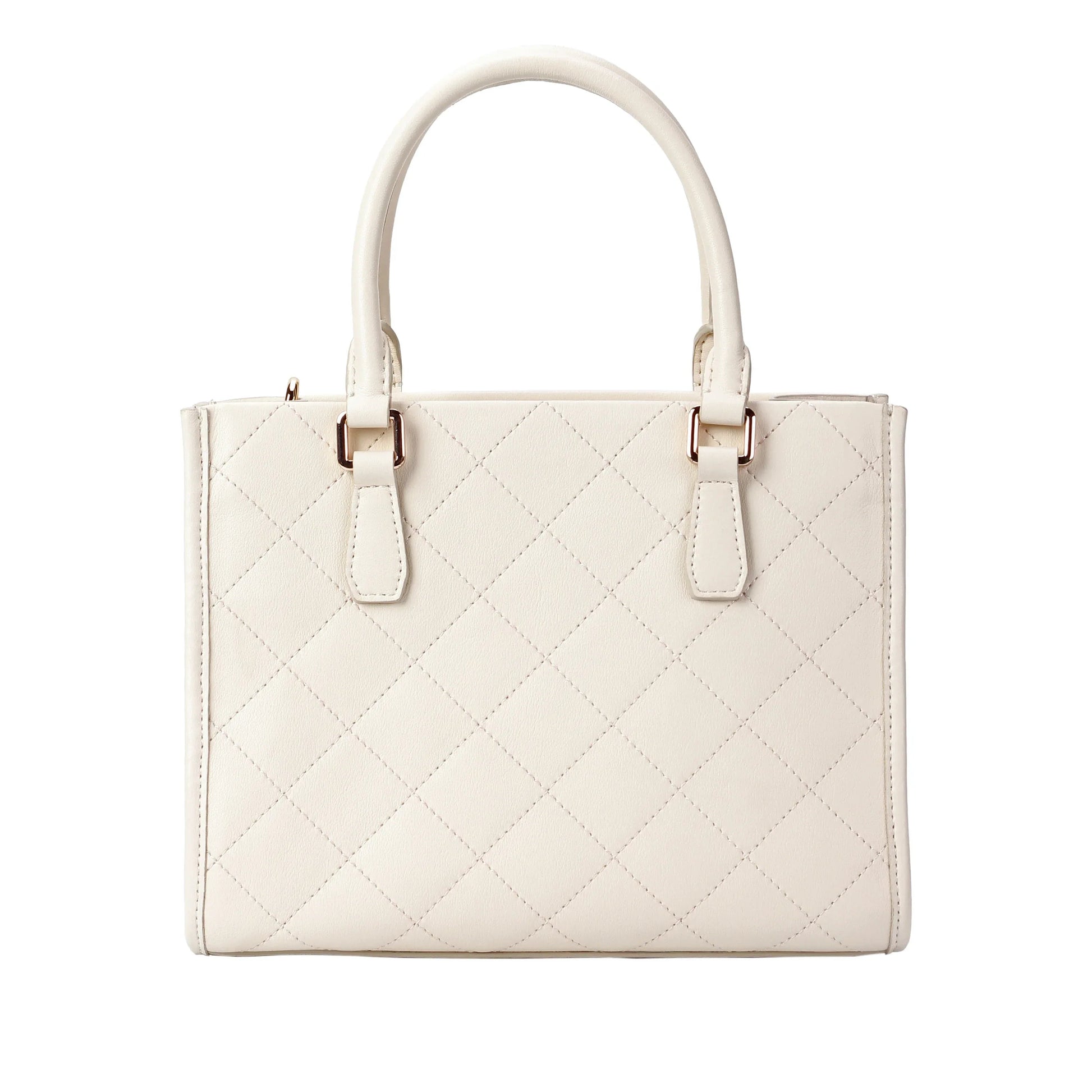 White Quilted Leather Crossbody Bag with Dual Handles MiamiLeathers.com