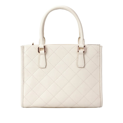 White Quilted Leather Crossbody Bag with Dual Handles MiamiLeathers.com