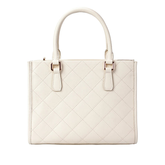 White Quilted Leather Crossbody Bag with Dual Handles MiamiLeathers.com