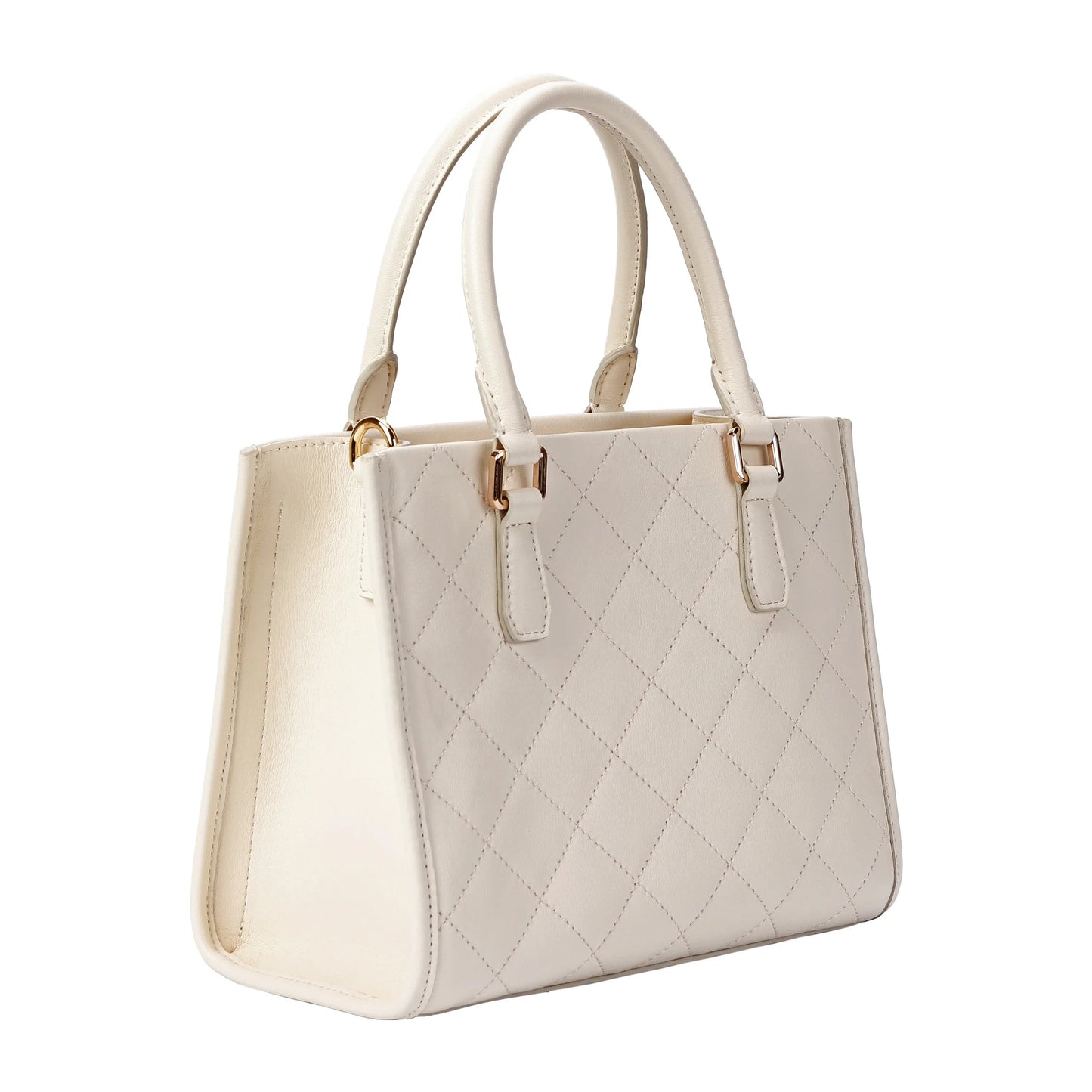White Quilted Leather Crossbody Bag with Dual Handles MiamiLeathers.com