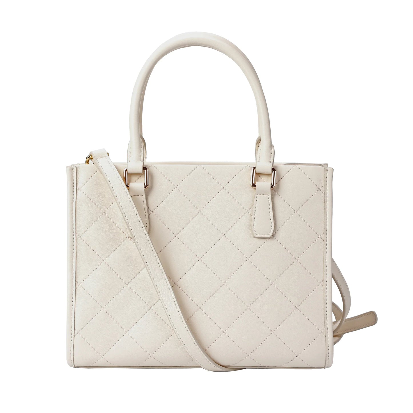 White Quilted Leather Crossbody Bag with Dual Handles MiamiLeathers.com